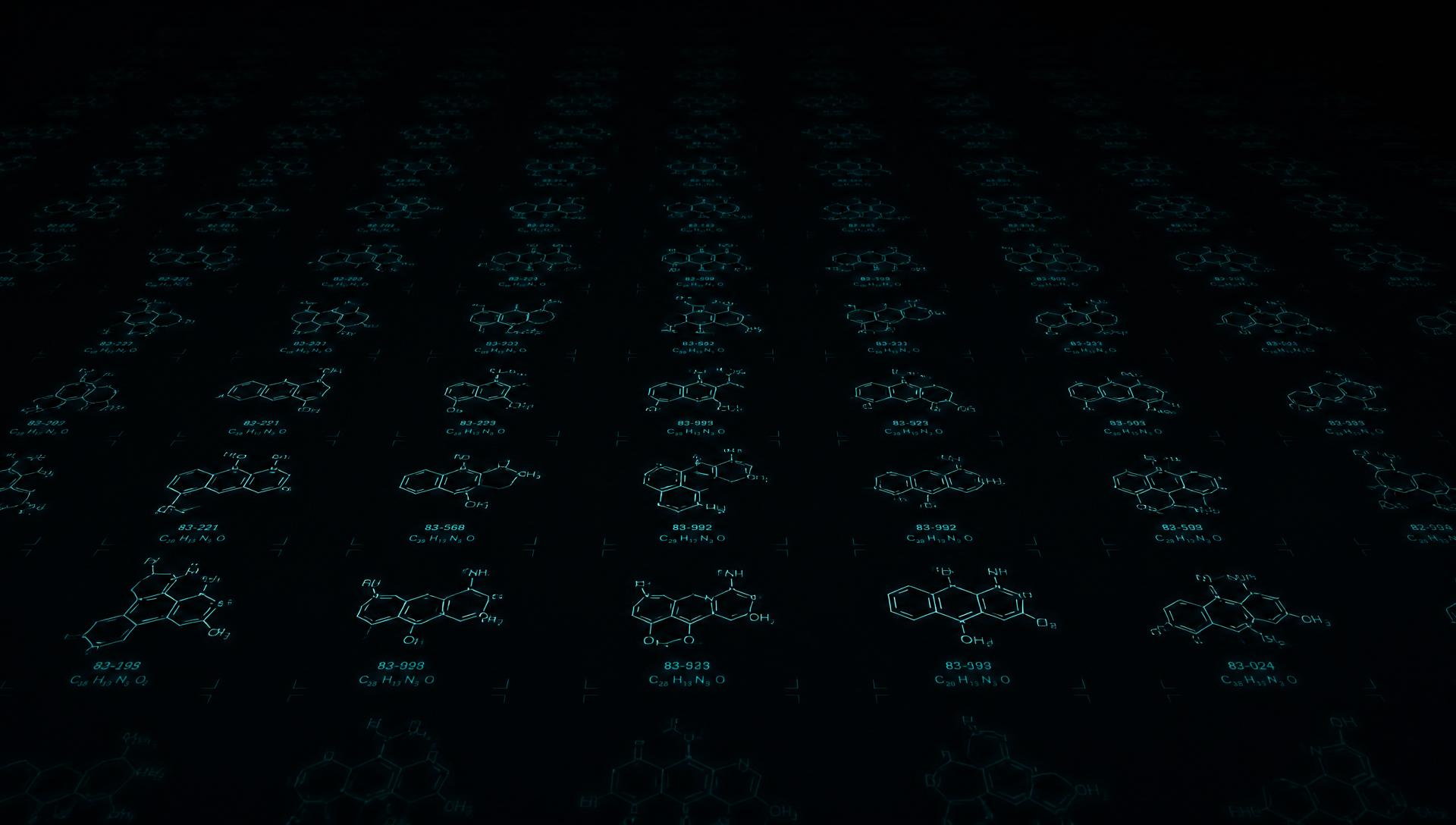 Architectural array of digital molecule wireframes